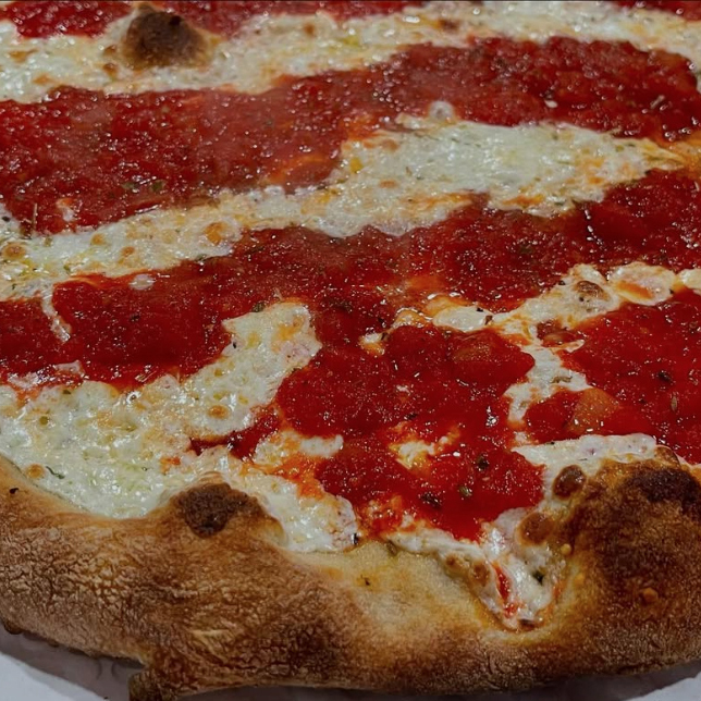 close up on pizza