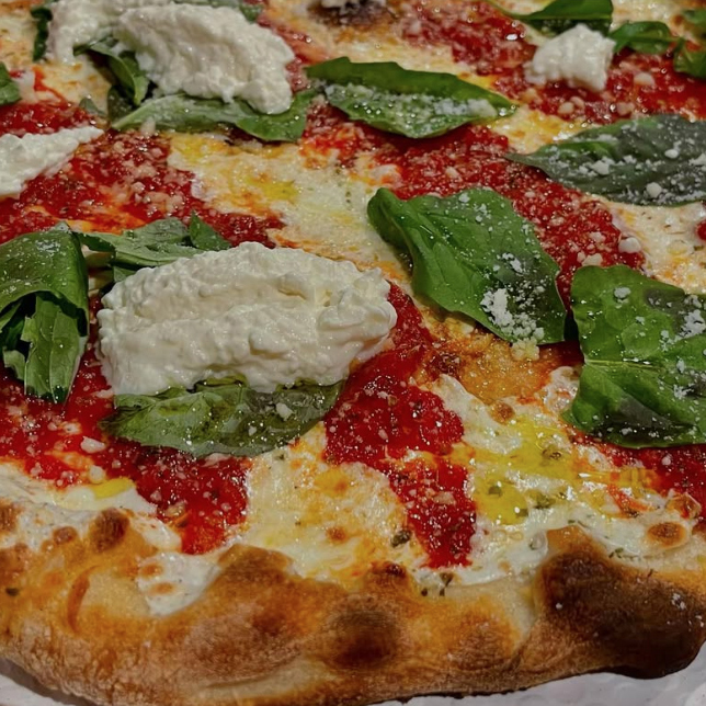 close up on pizza